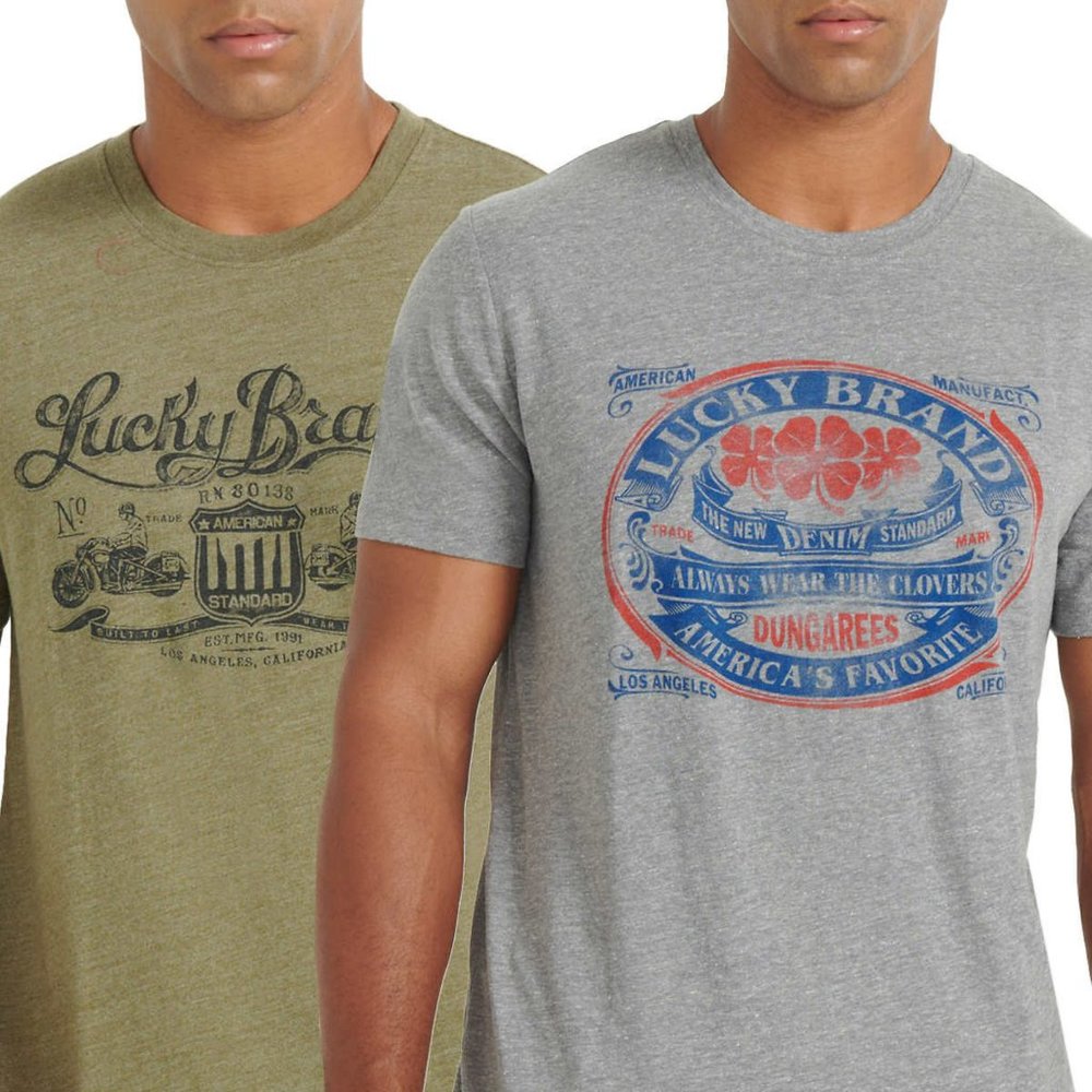 NWT Lucky Brand 2-Pack T-Shirt Soft Cotton Logo Graphic Print Tee - Picture 3 of 4